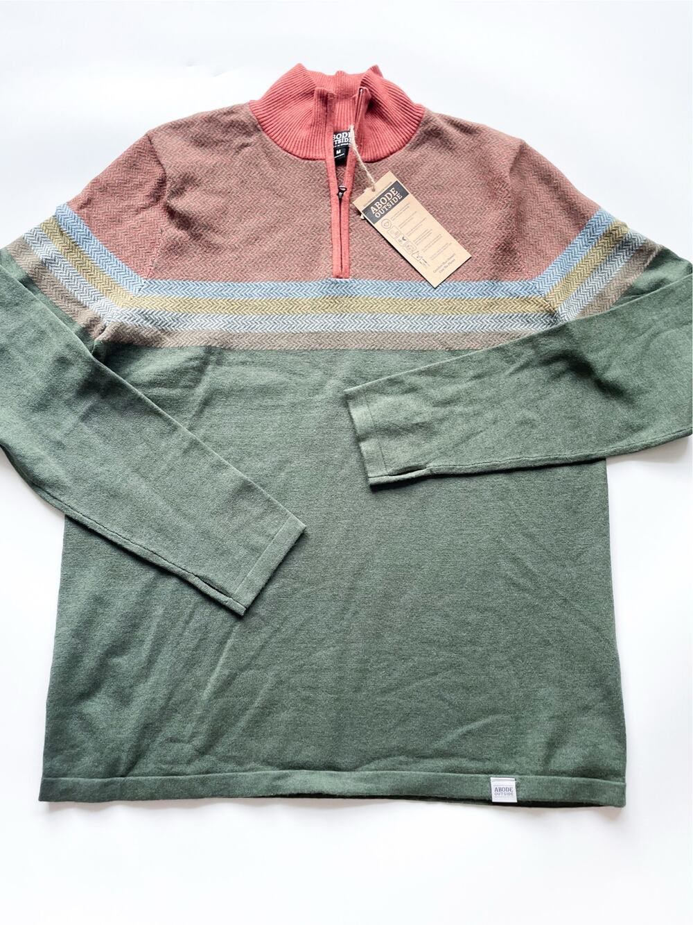 NWT Men's Abode Outside Sunsetter Forest Green Quarter Zip Eco Friendly Size M